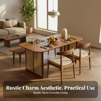 Rustic Simplicity Dining Furniture Rounded Corners Dining Set with Bench Minimalist Design for Small Apartment Dwellers, Homeowners, Family Gatherings