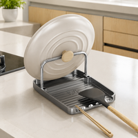 Spoon & Lid Holder, With Plastic Drip Tray, Space-Saving Temporary Placement During Cooking