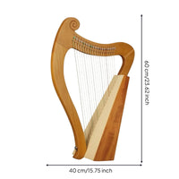 Natural Wood 19-String Lyre Harp Polished 19-String Lyre Vertical Stringed Instrument Compact for Beginners, Students, Music Practice, Home Display