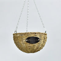 Plant Pots for Indoor Plants in a Round Hanging Basket, Hand-Woven Wicker Basket with Hanging Chain, Rustic Style Hanging Planters, 1 Pack Single