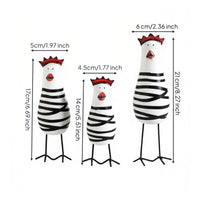 Cartoon Chicken Ornament Rustic Chicken Figurine Hand-Painted Nordic Style Bird Sculpture for Desktop, Living Room, Office