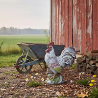Male Chicken Statue Weather Resistant Chicken Figurine Lifelike Design Farmhouse Male Chicken Figurine for Patio, Porch