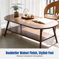 Living Room Coffee Table, Modern Minimalist Small Table, Creative Sofa Side Table, Doubletier Walnut Finish, Space-Saving Design