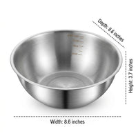 Stainless Steel Mixing Bowl Set, Induction Whisking Bowl and Cooking Bowl with Scale, Versatile Batter Bowl for Home Cooking