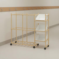 Wooden Toy Storage Organizer Easy to Move Detachable Toy Shelf Large Capacity Mobile Storage Rack for Playroom