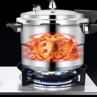 Gas and Induction Compatible Stovetop Pressure Cooker Thickened Base Commercial Pressure Cooker Heavy-Duty Construction Large Capacity Cooking Pot Multiple Safety Features for Chefs, Families, Restaurant, Cafeteria