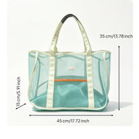 Lightweight Beach Tote with Zip Pocket Spacious Mesh Beach Tote Transparent Breathable for Pool
