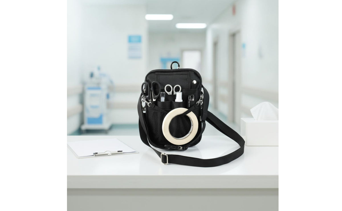 Waterproof Nurse Shoulder Bag Water Resistant Nurse Waist Bag Multiple Pockets Medical Organizer Pouch Adjustable Strap for Nurses, Hospital, Medical Facility, Emergency Room