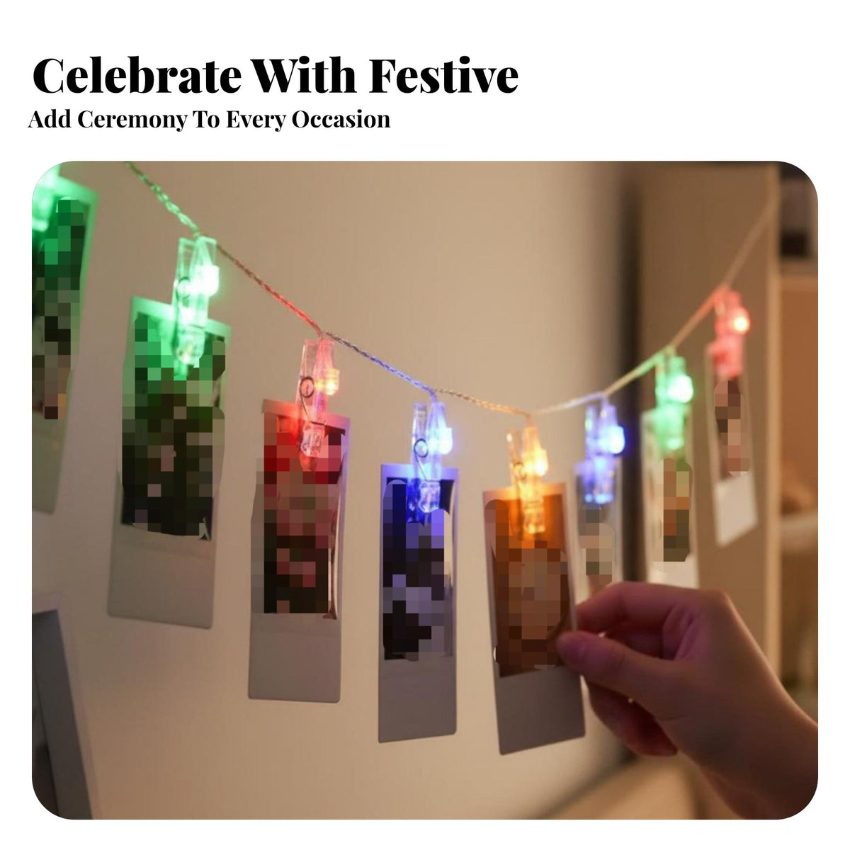 LED Clip Picture Frame Wall Hanging, Warm White Fairy Lights for Room, Wedding, Dorm