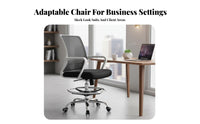 Ergonomic Backrest Drafting Chair with Foot Loop 360-Degree Swivel Adjustable Mesh Chair with Footloop Rolling Casters Office Furniture Support for Receptionists, Architects, Professionals, Bar Counter, Reception Desk, Art Studio, Workshop