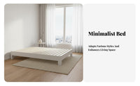 Lowlow-height Bed Frame Headboard-Less Lowlow-height Slatted Frame Minimalist Design Bedroom Furniture for Adults, Light Sleepers, Studio Flat, Guest Room
