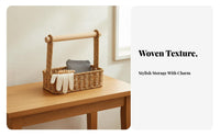 Entryway Tray with Hanging Rack Multi-Functional Imitation Rattan Organizer Rack Easy Access Key Holder Tray for Desktop, Dressing Table, Office