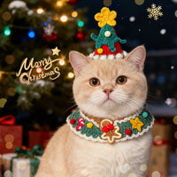 圣诞节猫咪狗狗手工编织围脖可爱口水巾节日装扮帽子服饰宠物围兜