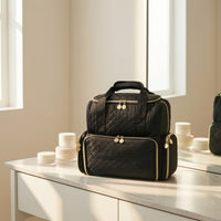 Quilted Duffle Bag Soft-Sided Quilted Travel Bag Padded Travel Case Multi-Compartment Lightweight for Travelers, Business Trips