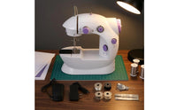Compact Desktop Sewing Machine Foot Pedal Electric Sewing Machine White and Violet Adjustable Dials