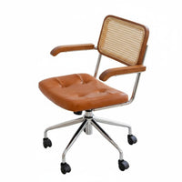 Vintage design Cane posterior rotating Chair Height Adjustable Office Furniture Wheeled Base Computer Seat Ergonomic Design for Home Workers, Students, Executives, Study Room, Bedroom