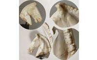 Horse Head Sculpture Resin Horse Head Statue Imitation-Jade Sculpture with Base for Display Shelf