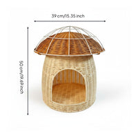 Toadstool Pet House Breathable Woven Pet Hideaway Simple Design Animal Resting Place for Cats