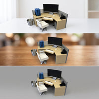 Miniature Office Desk Modern Miniature Desk with Chair Dollhouse Office Furniture Realistic Mini Books Ready to Display