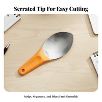 Stainless Steel Mango Cutter Serrated Border Mango Skin Remover Fruit Pulp Separator Easy to Use Kitchen Utensil Comfortable