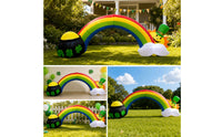 Inflate Inflatable Arch with Leprechaun Lighted Inflatable Rainbow with Pot of Gold Outdoor Yard Decor Giant for Homeowners, Party Hosts, Lawn, Garden