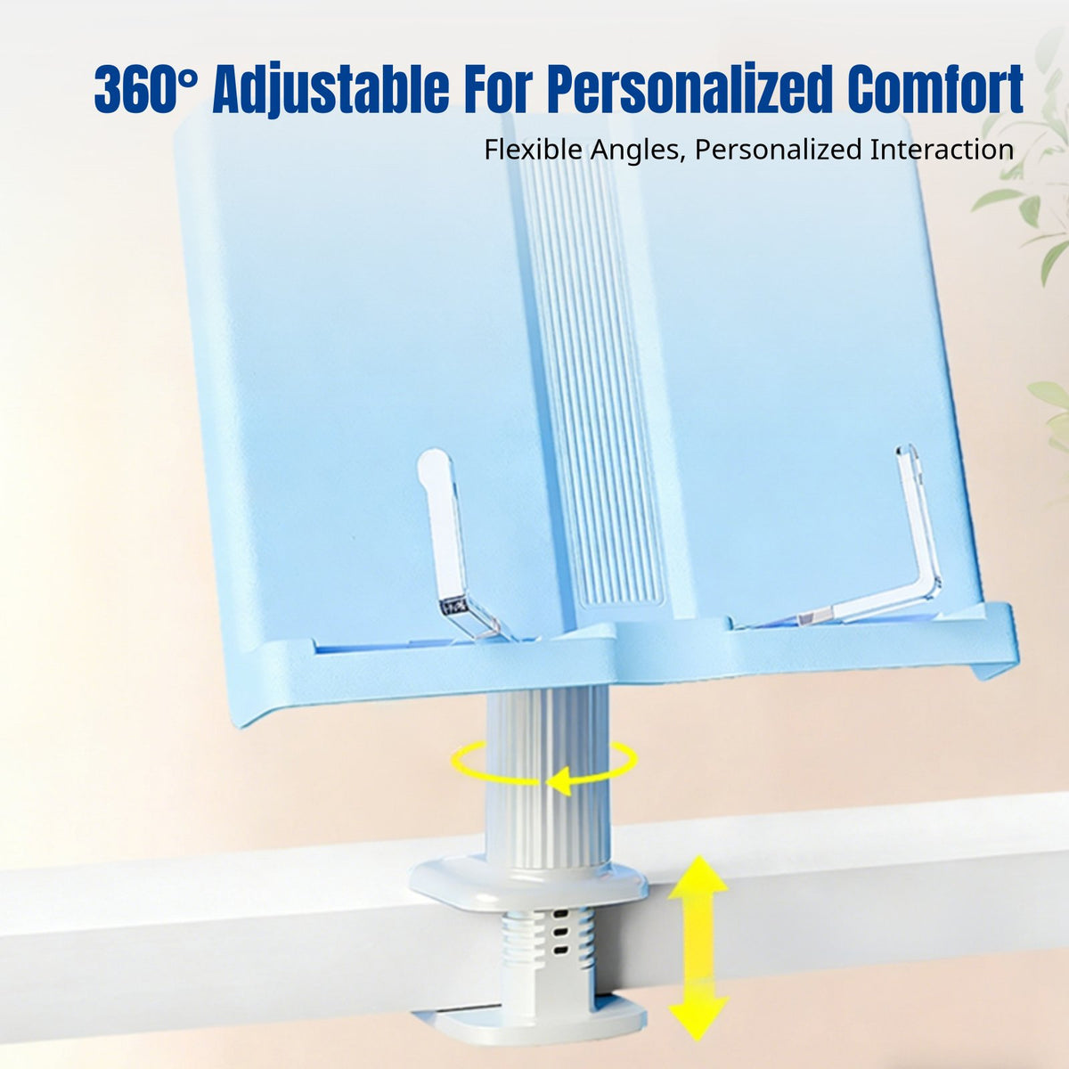 Clamp-On Book Stand, Adjustable Rotating Holder for Students, Study Desk Organizer, Drawing Copy Stand