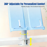 Clamp-On Book Stand, Adjustable Rotating Holder for Students, Study Desk Organizer, Drawing Copy Stand