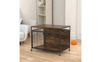 Two-in-onePurpose Dog Crate with Wooden Top Mobile Furniture Style Dog Crate Long-Lasting Secure for Living Room