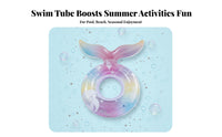 Mermaid Swim Donut Thickened Material Mermaid Infant Swim Float Anti-Tip Over Design Young Child Aquatic Seat with Seat for Infants, Young Children