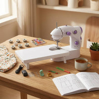 Electric Mini Sewing Machine Compact Desktop Sewing Machine Portable Stitch Tool Extension Table Easy to Use