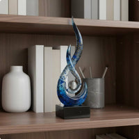 Azure Flame Statue Modern Resin Ornament for Office, Bookshelf