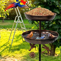 Vintage Metal Bird Bath with Metal Stake Tall Bird Bath with Stake Weatherproof Birdbath Sturdy for Flower Beds, Lawn