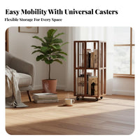 360-Degree Rotation Rotating Book shelving unit Space-Saving Design Revolving bookshelf Multi-Tier Shelving bookshelf Movable with casters for Students, Adults, Parents, Living Room, Small areas, Bedroom, Corner