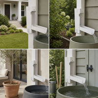 Rainwater Diverter with Outlet Spout Rectangular Downspout Diverter Hardware for Backyard