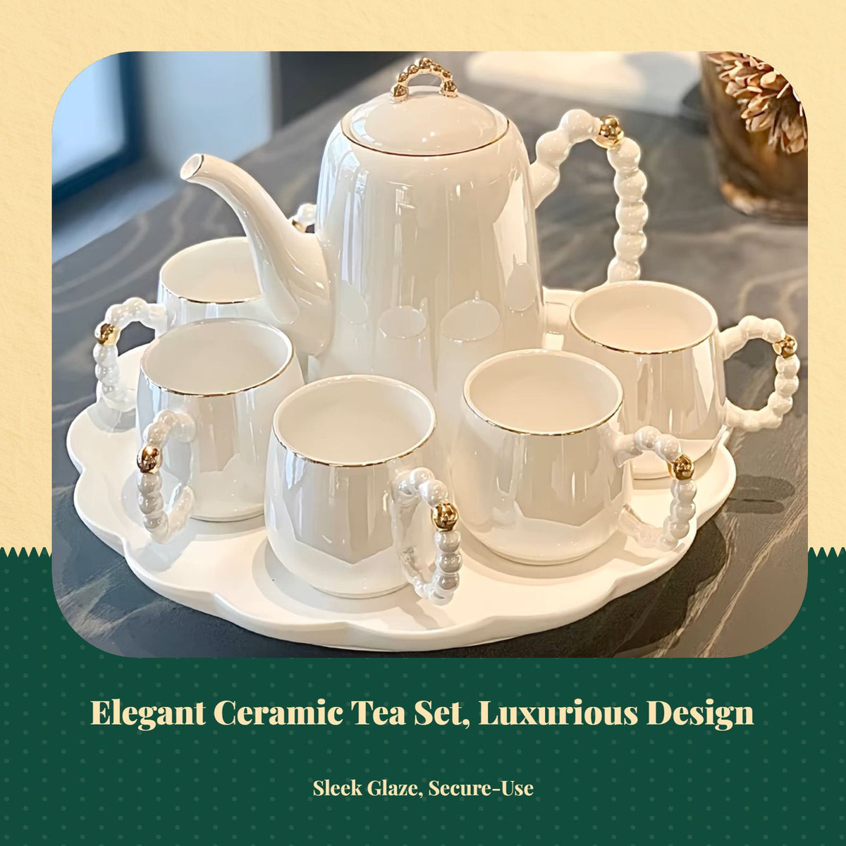 Porcelain Tea Set Luxury Ceramic Teapot and Cups Gift