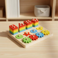 Wooden Shape Sorting Game Sturdy Wood Construction Educational Building Gear Toy Geometric Block Game Sleek Burr-without Cost