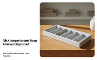 6 Slot Sunglasses Tray Scratch Protection Velvet Eyeglass Display Case Dust-Resistant Sunglasses Organizer Tray for Dresser Top, Closet, Drawer