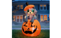 Outdoor Cat in Pumpkin Inflatable Easy to Inflate Inflatable Cat with Pumpkin Festive Yard Decoration Playful for Lawn, Garden, Porch