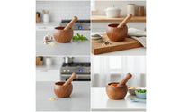 Mortar and Pestle Wooden Mortar and Pestle Set Manual for Home Cooks, Kitchen