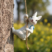 Climbing Animal Figurine Weather Resistant Rope Climbing Animal Statue Weatherproof Tree Hugger Ornament for Gardeners, Homeowners, Yard, Patio, Porch