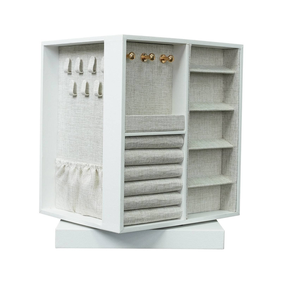 Rotating Jewelry Box Multiple-Drawer Jewelry Storage Box with Hooks Space-Saving Organizer for Girls, Bedroom