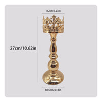 Stable Base Crown Shaped Candle Holder Metal Pedestal Candlestick Vintage Design Candle Stand for Wedding, Party, Photoshoot Prop