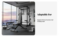 Heavy-Duty Steel Construction Multi-Functional Squat Rack Long-Lasting Powder Coat Finish Power Rack with Pull up Bar Space-Saving Design Adjustable Power Frame Commercial Quality for Weightlifters, Fitness Enthusiasts