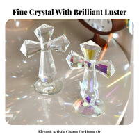 Crystal Cross Ornament Mark of Spirituality Crystal Standing Cross Presentable Religious Decoration for Christians, Home Stylists, Christmas, Easter