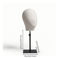 Adjustable Head Display Form textileCovered Hat Display with Metal Stand Easy to Assemble Manikin Head with Square Base Heavy Duty for Closet Organization