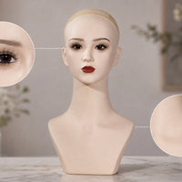Tabletop Mannequin Bust Display Form Matte Mannequin Head with Shoulders Stable Jewelry Display Bust Lightweight for Salons