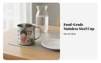 Child S Stainless Steel Cup Drop-Resistant Child S Cartoon Cup Stainless Steel Mug with Lid for Children, Young Children, Kindergarten, School