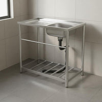 Stainless Steel Utility Sink with Stand Heavy Duty Stainless Steel Utility Sink Scratch Resistant for Workshop, Laundry Room, Basement