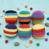 6 Pieces Crochet Hacky Sack Colorful Hacky Sack Crocheted Footbag Soft Juggling Footbag Textured for Beginners, Hand Tossing