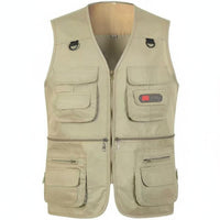 Multi Pockets Fishing Vest Loose Fit Photographer's Travel Vest Outdoor Work Cargo Jacket for Fishermen, Photographers, Hiking